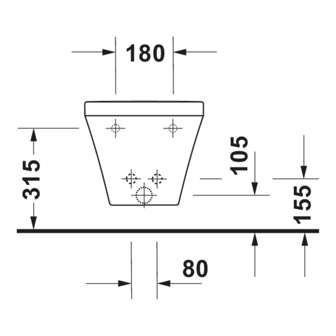 Duravit Wand-Bidet DuraStyle 37x54cm, m HL, ÜL, Hahnlochbank, weiß