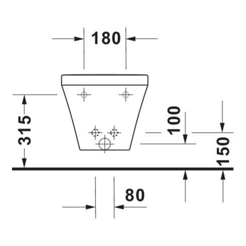 Duravit Wand-Bidet DuraStyle 37x62cm, m HL, ÜL, Hahnlochbank, weiß
