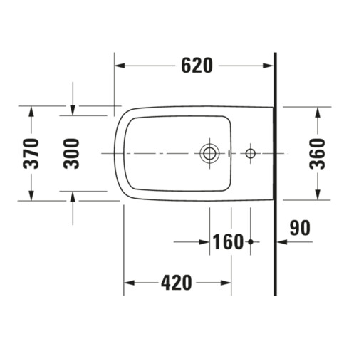 Duravit Wand-Bidet DuraStyle 37x62cm, m HL, ÜL, Hahnlochbank, weiß