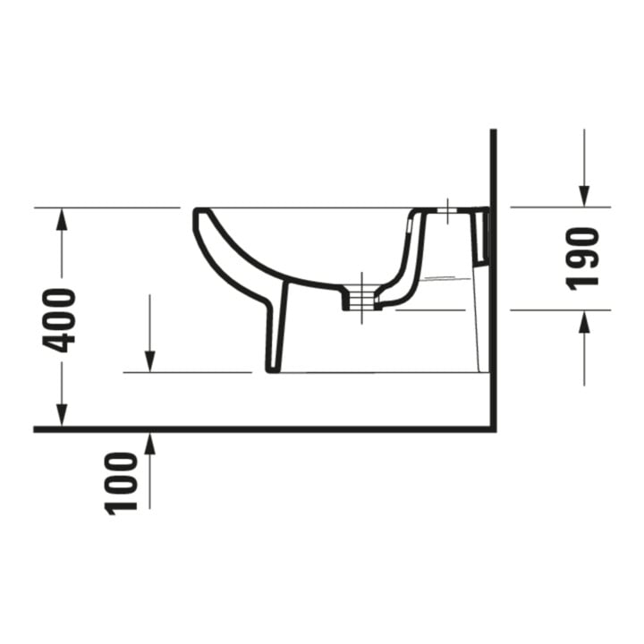 Duravit Wand-Bidet No. 1 37x54cm, m HL, ÜL, Hahnlochbank, weiß