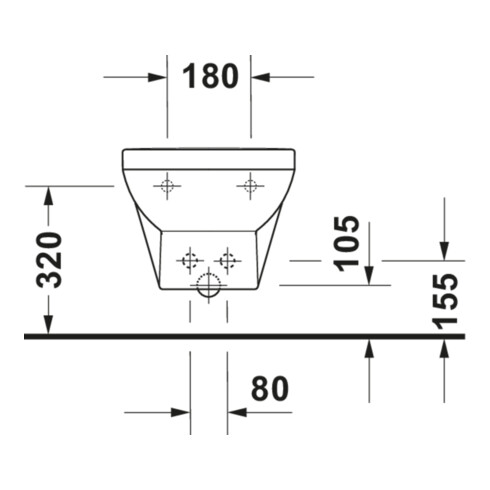 Duravit Wand-Bidet No. 1 37x54cm, m HL, ÜL, Hahnlochbank, weiß