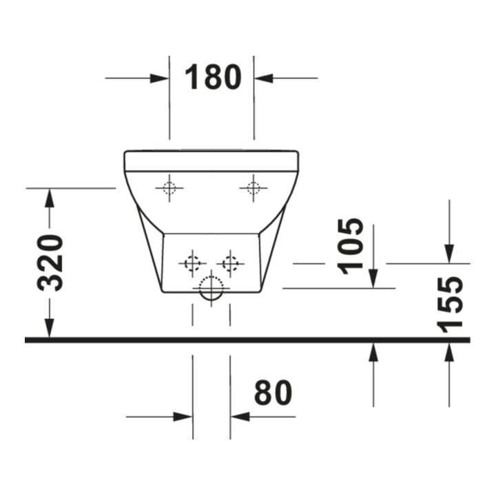 Duravit Wand-Bidet No. 1 37x54cm, m HL, ÜL, Hahnlochbank, weiß