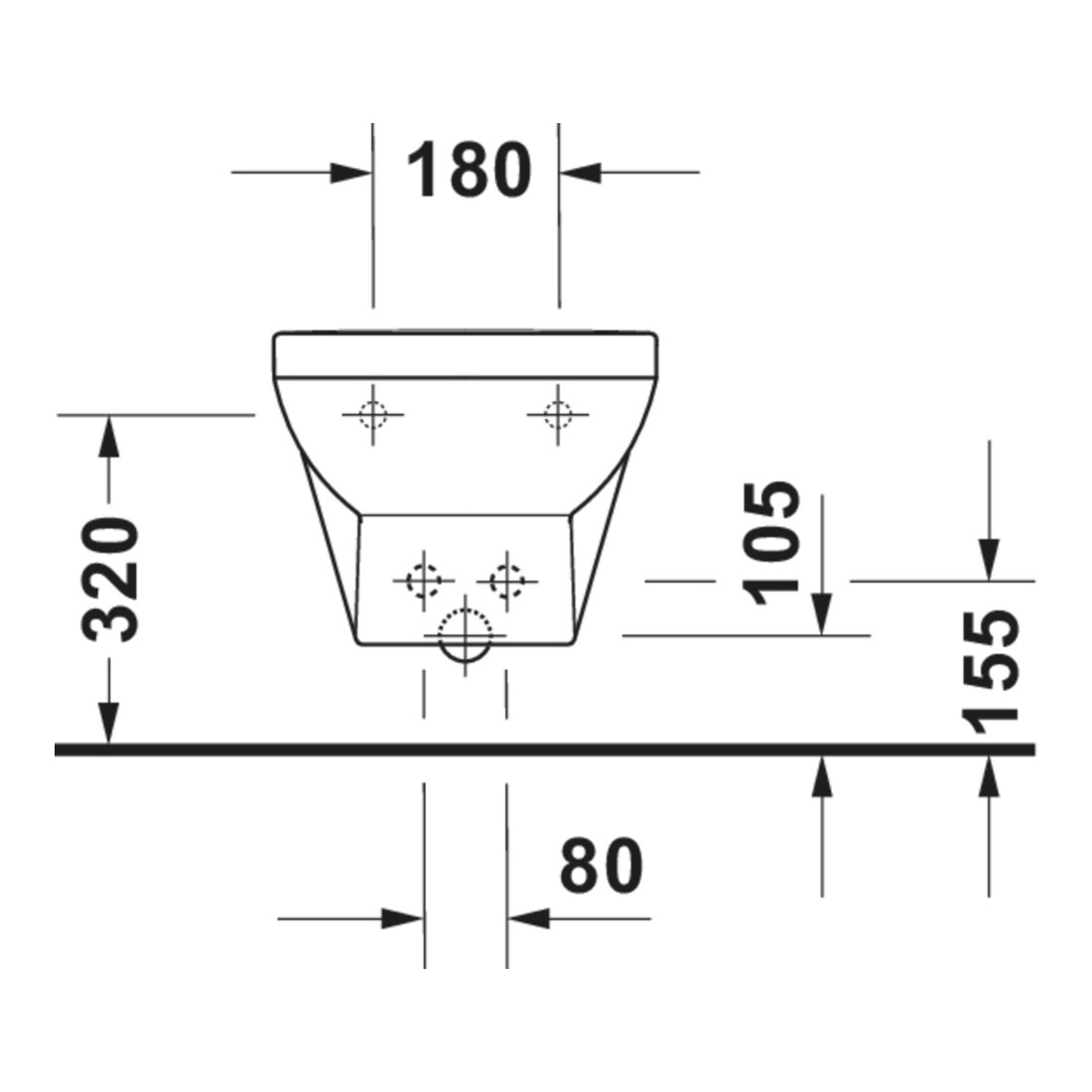 Duravit Wand-Bidet No. 1 37x54cm, m HL, ÜL, Hahnlochbank, weiß