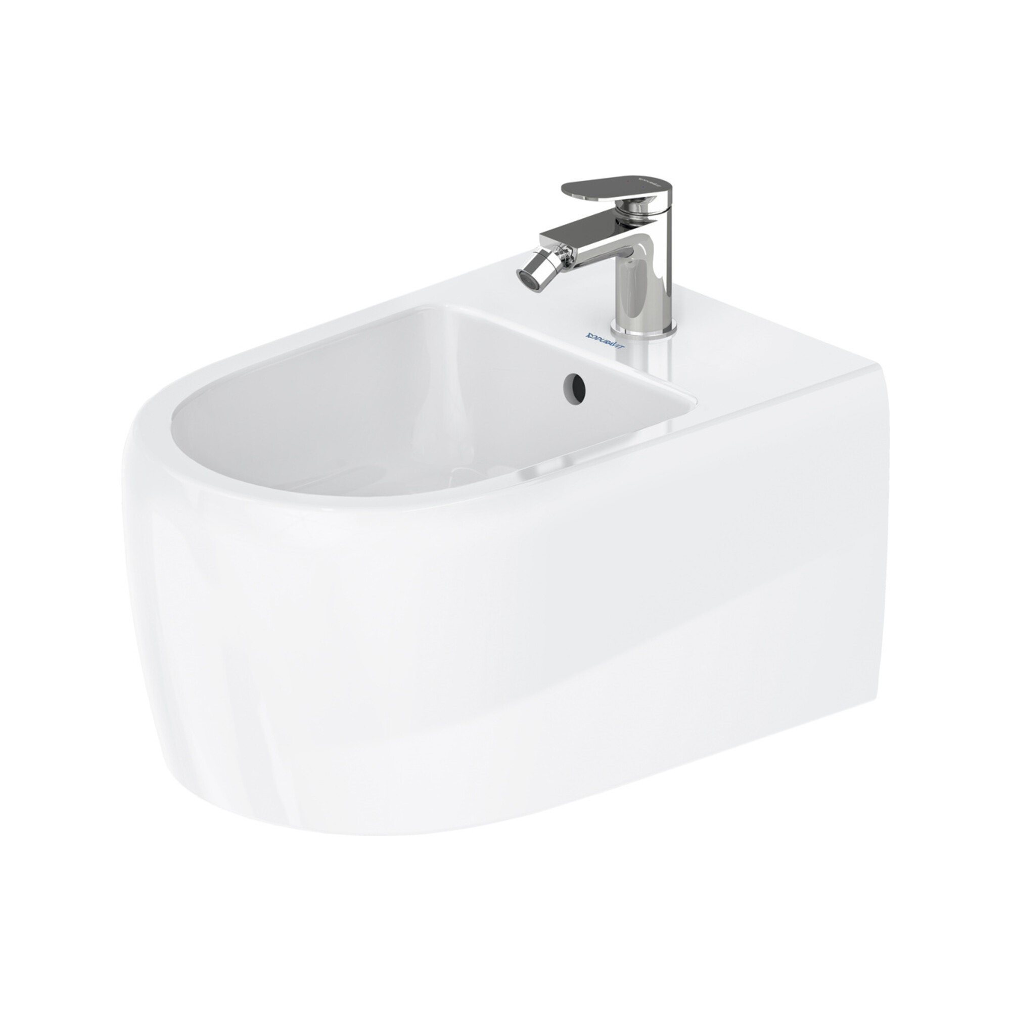 Duravit Wand Bidet Qatego 38,5x57cm, m HL, ÜL, Hahnloch, we hgl