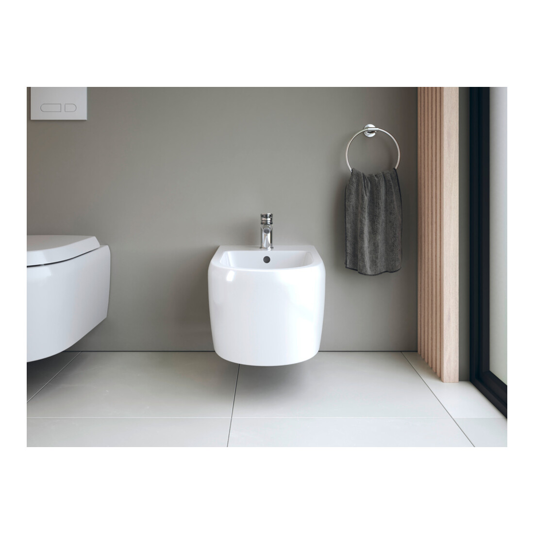 Duravit Wand Bidet Qatego 38,5x57cm, m HL, ÜL, Hahnloch, we hgl