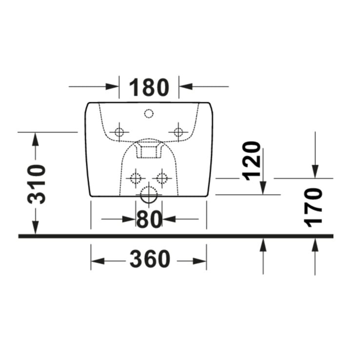 Duravit Wand Bidet Qatego 38,5x57cm, m HL, ÜL, Hahnloch, we hgl