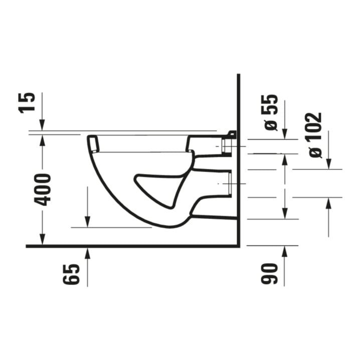 Duravit Wand-Flachspül-WC D-Code 35,5x54cm, 6 l, weiß