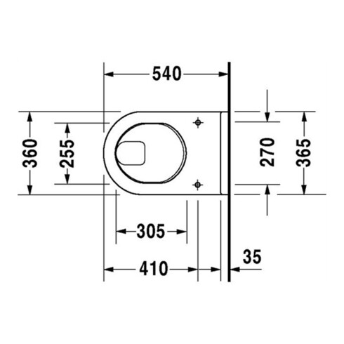 Duravit Wand-Flachspül-WC Starck 3 36x54cm, 6 l, weiß