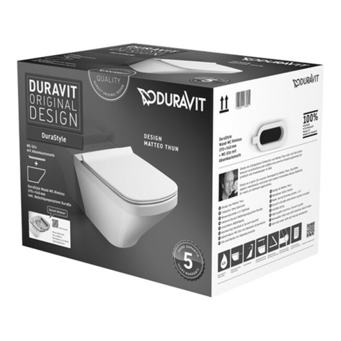 Duravit Wand-WC-Tiefspül-Set DuraStyle mit WC-Sitz, Rimless, weiß