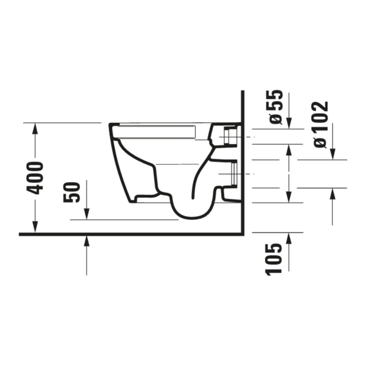 Duravit Wand-WC, Tiefspüler Com Me by Starck 37x48cm, 4,5 l, riml, w s-matt HygGlaze