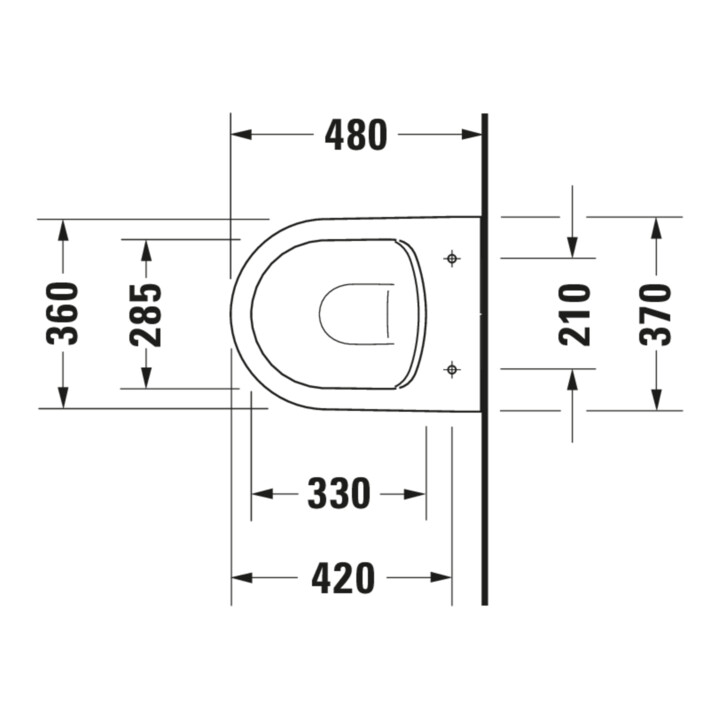 Duravit Wand-WC, Tiefspüler Com Me by Starck 37x48cm, 4,5 l, riml, w s-matt HygGlaze