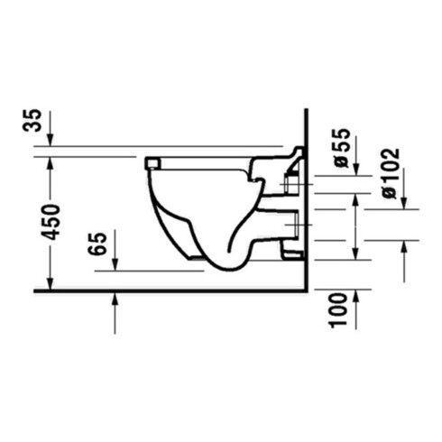 Duravit Wand-WC, Tiefspüler Comfort Starck 3 36,5x54,5cm, 6 l, Sitzhöhe +5cm, weiß