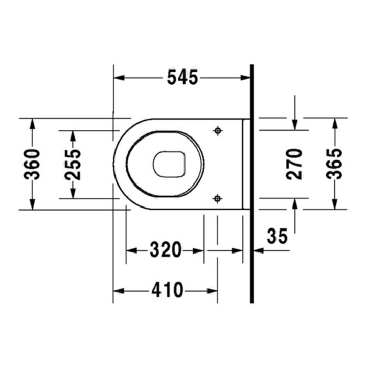 Duravit Wand-WC, Tiefspüler Comfort Starck 3 36,5x54,5cm, 6 l, Sitzhöhe +5cm, weiß