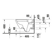 Duravit Wand-WC, Tiefspüler D-Code 37x54cm, 4,5 l, riml, w, m vorm. Scharn.-2