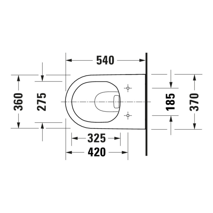 Duravit Wand-WC, Tiefspüler D-Code 37x54cm, 4,5 l, riml, w, m vorm. Scharn.