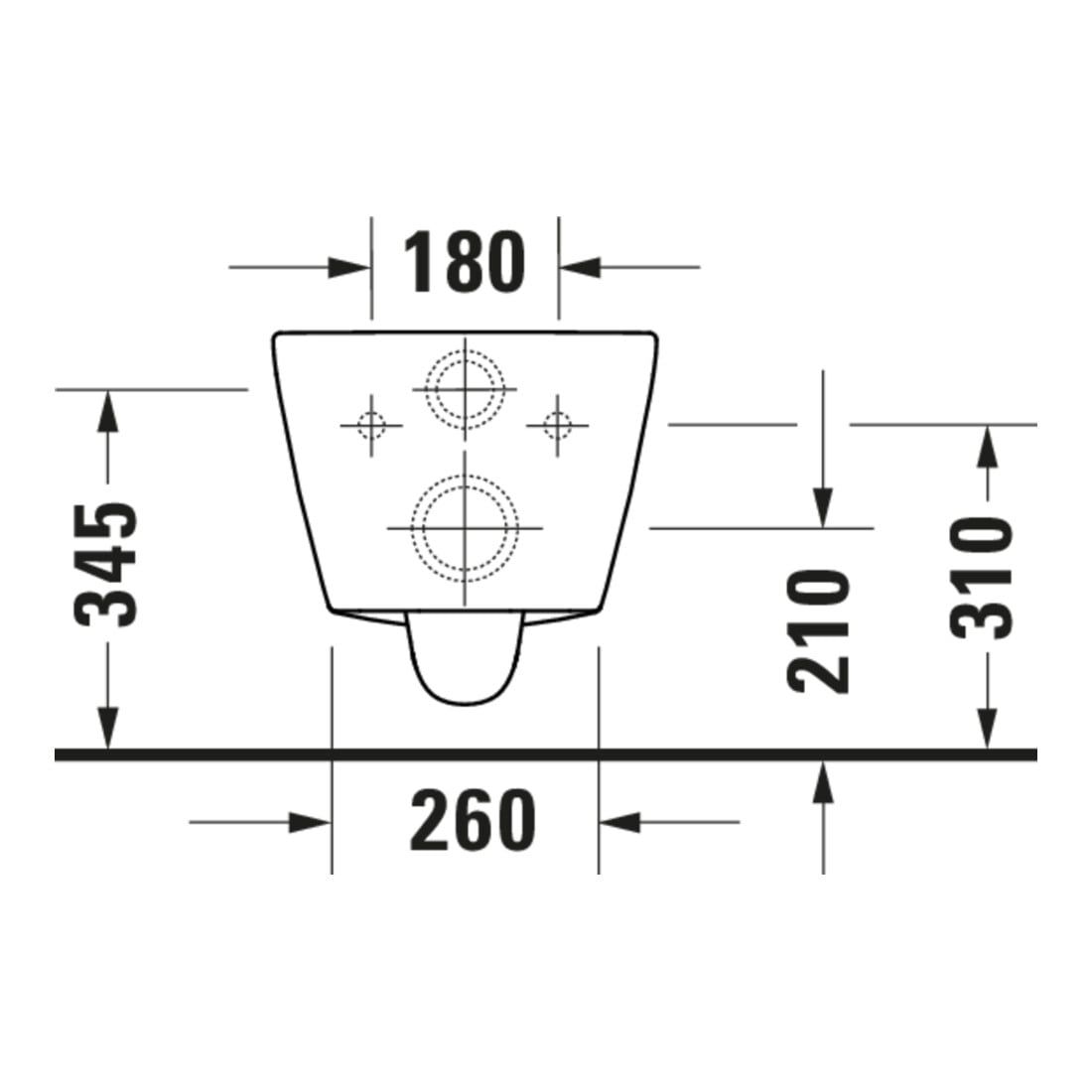 Duravit Wand-WC, Tiefspüler D-Code 37x54cm, 4,5 l, riml, w, m vorm. Scharn.