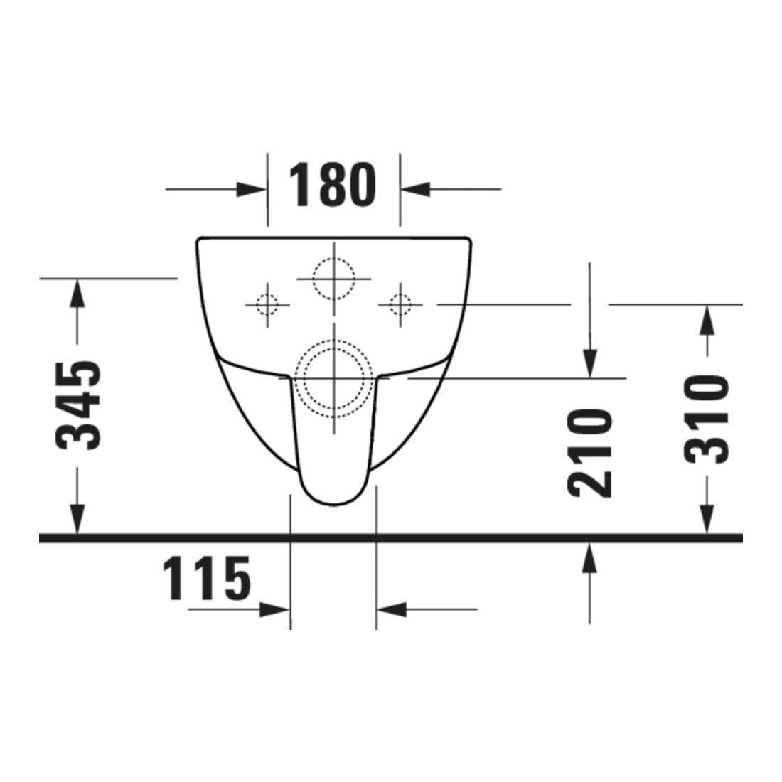Duravit Wand-WC, Tiefspüler D-Code 37x54cm, 4 l, riml, w, o vorm. Scharn.