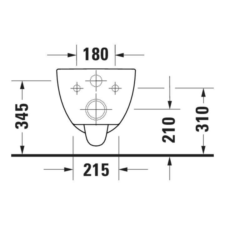 Duravit Wand-WC, Tiefspüler D-Code Compact 37x48cm, 4,5 l, riml, w, o vorm. Scharn.