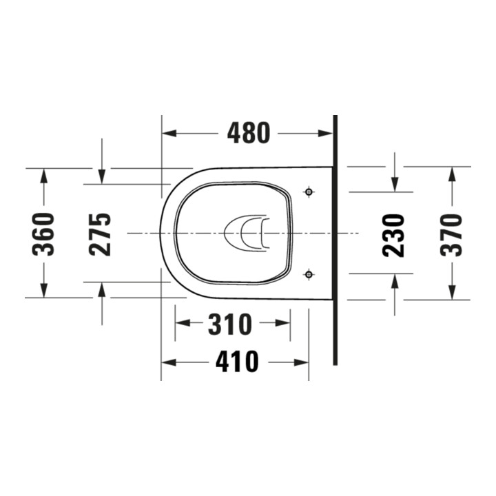 Duravit Wand-WC, Tiefspüler D-Code Compact 37x48cm, 4,5 l, riml, w, o vorm. Scharn.