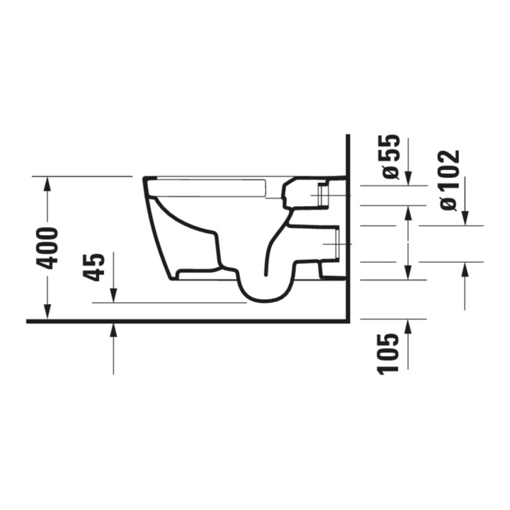 Duravit Wand-WC, Tiefspüler Me by Starck 37x57cm, 4,5 l, riml, w s-matt HygGlaze