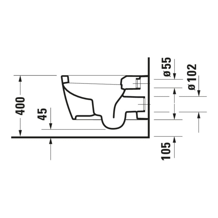 Duravit Wand-WC, Tiefspüler Me by Starck 37x57cm, 4,5 l, we. s-matt Hygieneglaze
