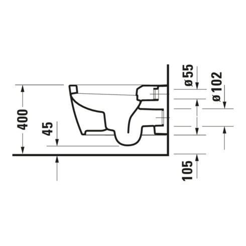Duravit Wand-WC, Tiefspüler Me by Starck 37x57cm, 4,5 l, we. s-matt Hygieneglaze