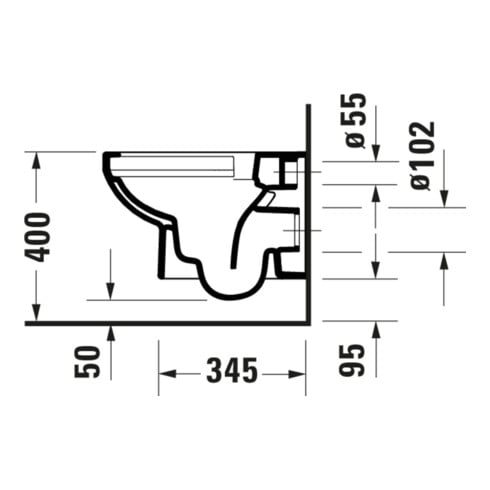 Duravit Wand-WC, Tiefspüler No. 1 Compact 36,5x48cm, 4,5 l, Rimless, weiß