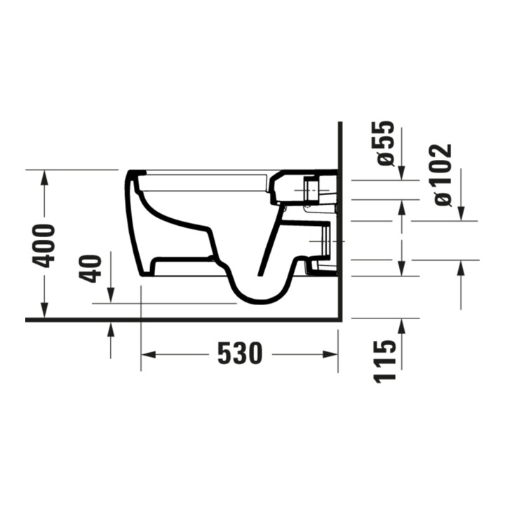 Duravit Wand-WC, Tiefspüler Qatego 38,5x57cm, 4,5 l, riml., weiß Hochglanz