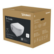 Duravit Wand-WC, Tiefspüler-Set D-Code m Sitz, Absenkaut., riml., we. Hochglanz