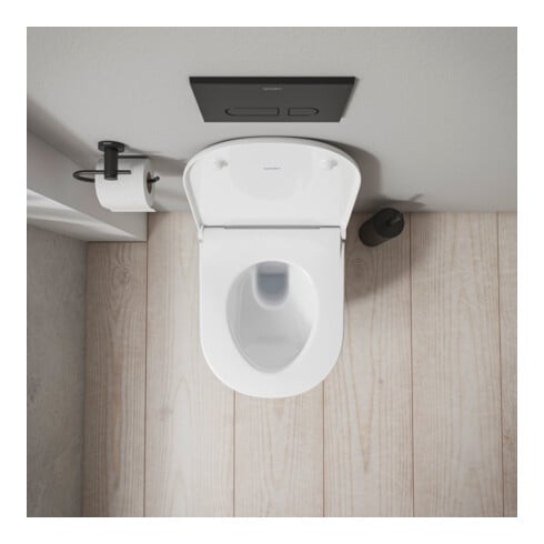 Duravit Wand-WC, Tiefspüler-Set D-Code m Sitz, Absenkautomatik, Rimless, weiß