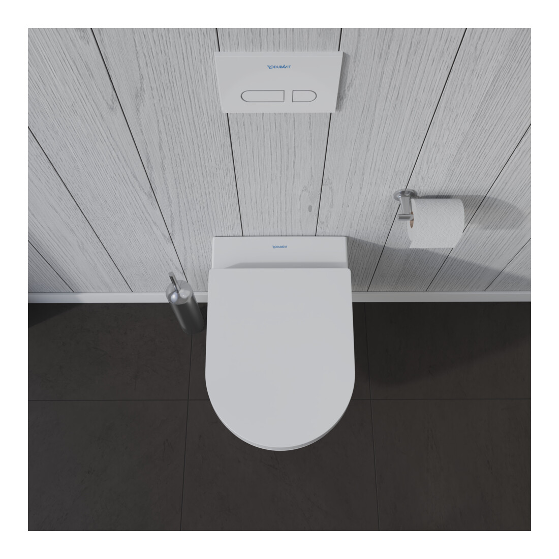 Duravit Wand-WC, Tiefspüler Set HygFlush Me by Starck m WC-Sitz, weiß Seidenmatt Hygieneglaze
