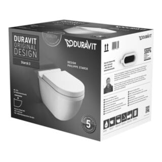 Duravit Wand-WC, Tiefspüler-Set Starck 3 mit WC-Sitz, weiß
