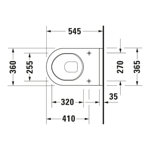 Duravit Wand-WC, Tiefspüler Starck 3 36,5x54,5cm, 6 l, Bef.-Abstand 23cm, we