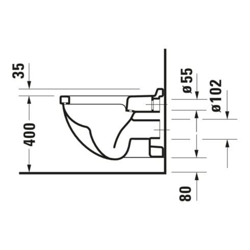 Duravit Wand-WC, Tiefspüler Starck 3 36,5x54,5cm, 6 l, Bef.-Abstand 23cm, we