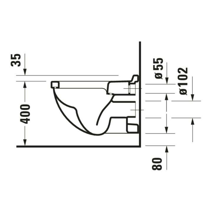 Duravit Wand-WC, Tiefspüler Starck 3 36,5x54,5cm, 6 l, Bef.-Abstand 23cm, we