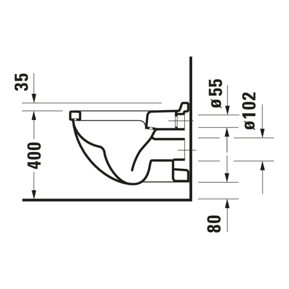 Duravit Wand-WC, Tiefspüler Starck 3 36,5x54,5cm, 6 l, Bef.-Abstand 23cm, we