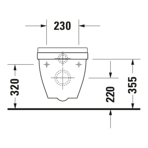 Duravit Wand-WC, Tiefspüler Starck 3 36,5x54,5cm, 6 l, Bef.-Abstand 23cm, we