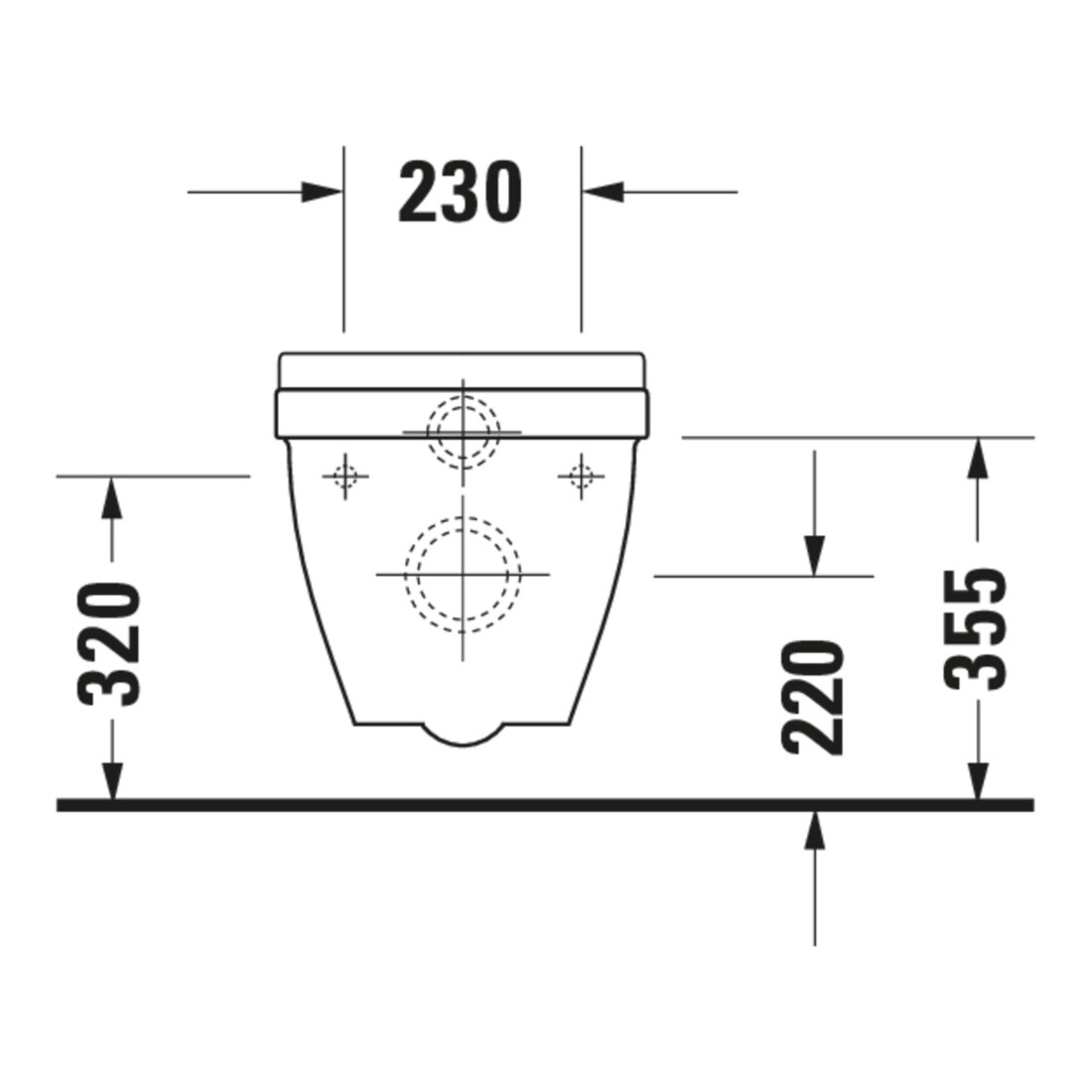 Duravit Wand-WC, Tiefspüler Starck 3 36,5x54,5cm, 6 l, Bef.-Abstand 23cm, we