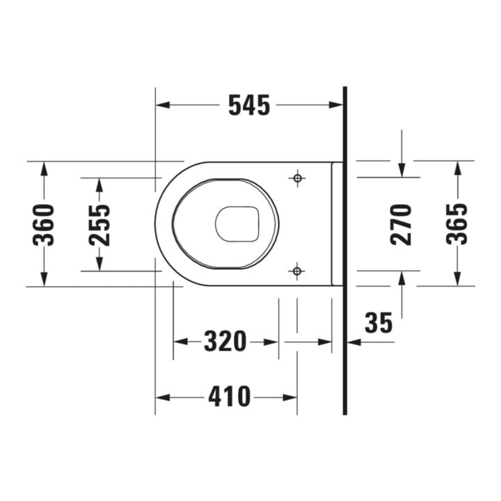 Duravit Wand-WC, Tiefspüler Starck 3 36,5x54,5cm, 6 l, Bef.-Abstand 23cm, we