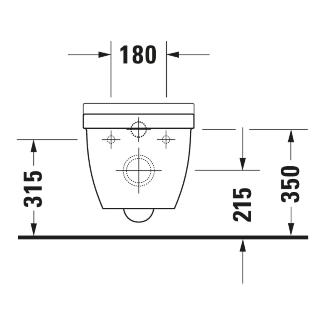 Duravit Wand-WC, Tiefspüler Starck 3 36,5x54cm, 4,5 l, riml., we Hyg Glaze