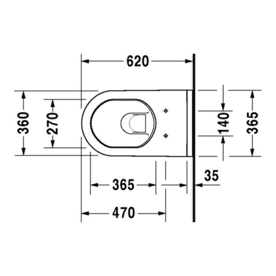 Duravit Wand-WC, Tiefspüler Starck 3 36,5x62cm, 6 l, weiß