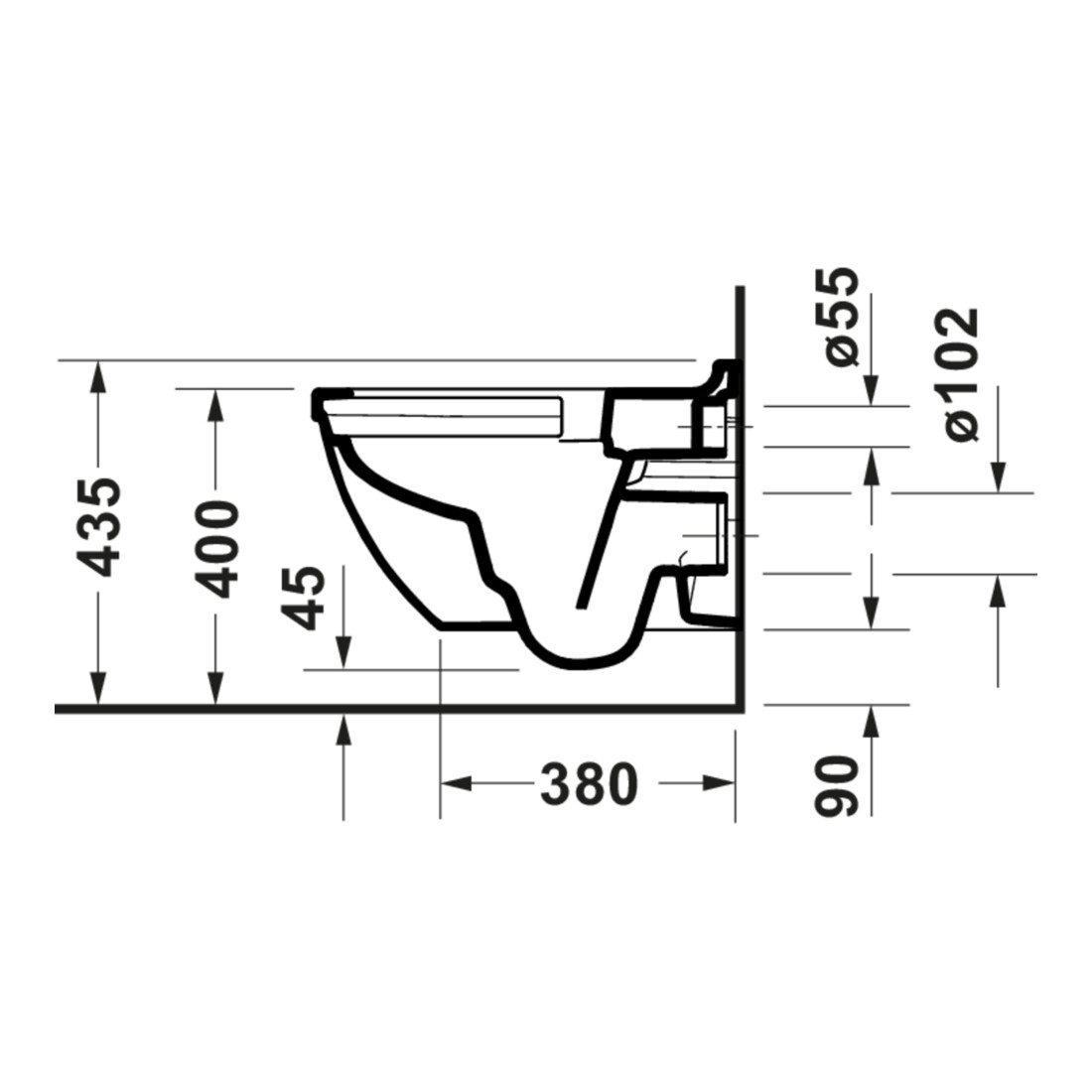 Duravit Wand-WC, Tiefspüler Starck 3 37x54cm, 4,5 l, Rimless, weiß