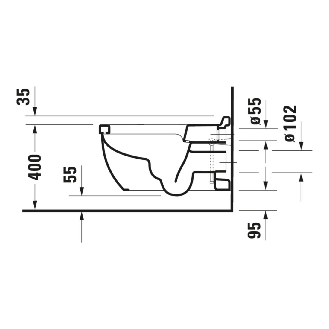 Duravit Wand-WC, Tiefspüler Starck 3 37x62cm, 4,5 l, geschlossen, weiß