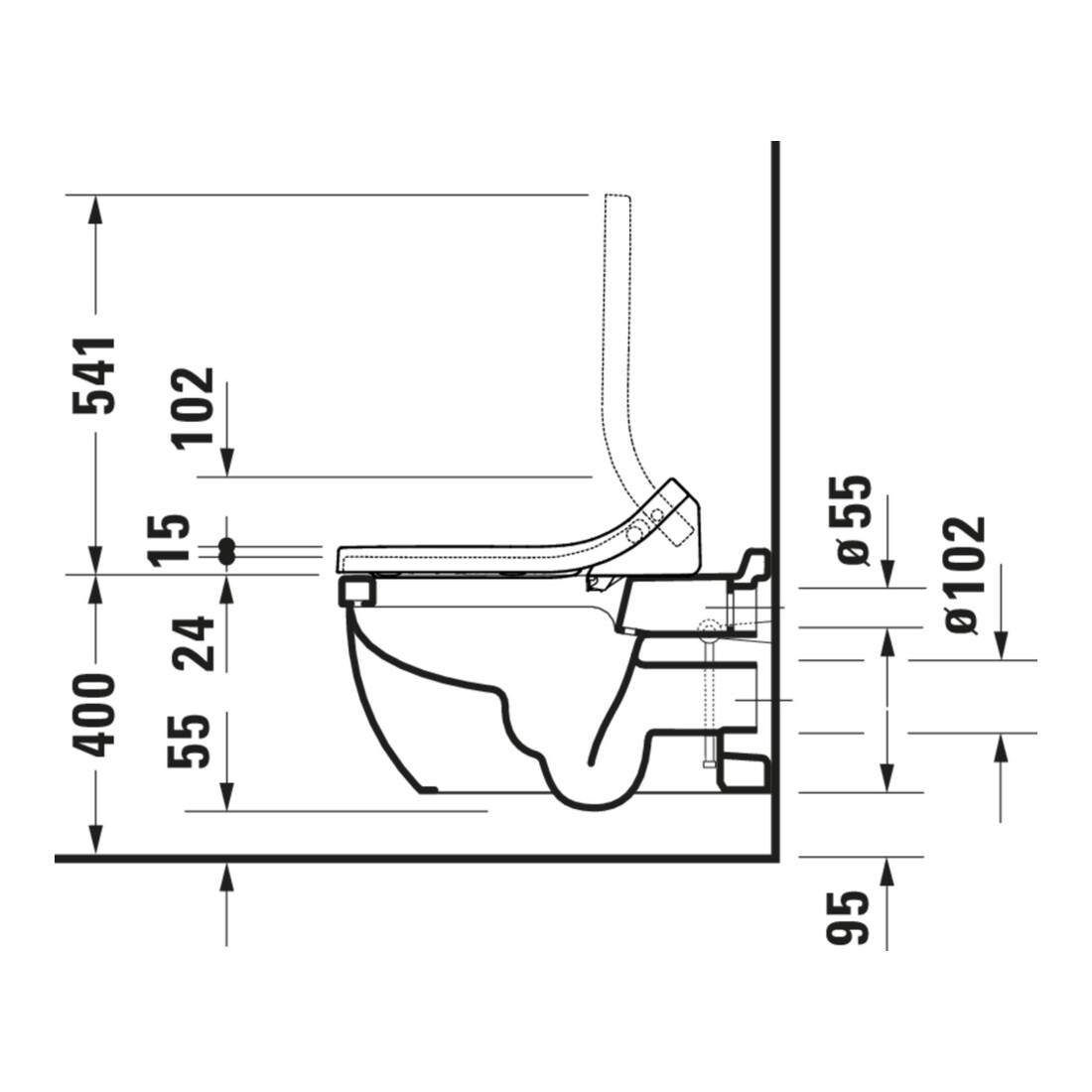 Duravit Wand-WC, Tiefspüler Starck 3 37x62cm, 4,5 l, geschlossen, weiß