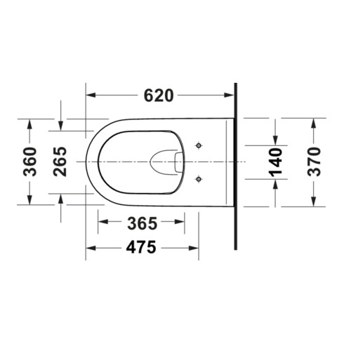 Duravit Wand-WC, Tiefspüler Starck 3 37x62cm, 4,5 l, riml, verd Bef., we.