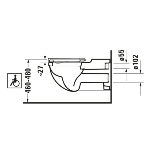 Duravit Wand-WC, Tiefspüler Starck 3 Vital 37x70cm, 6 l, barrierefrei, weiß