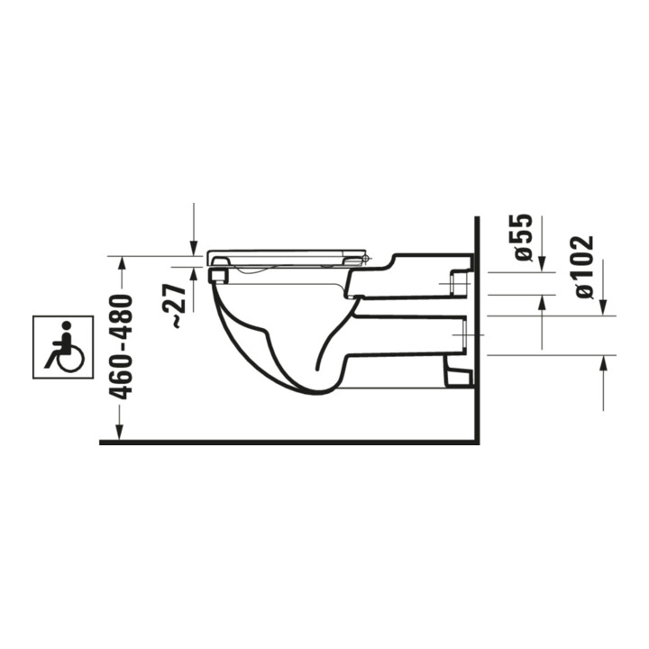 Duravit Wand-WC, Tiefspüler Starck 3 Vital 37x70cm, 6 l, barrierefrei, weiß