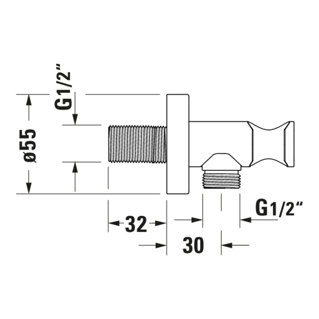 Duravit Wandanschlussbogen DN 15, m Brauseha., Ros. rd, bron geb.