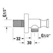 Duravit Wandanschlussbogen DN 15, m Brauseha., Rosette eckig, chrom-2