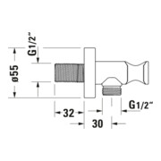 Duravit Wandanschlussbogen DN 15, m Brauseha., Rosette rund, chrom-2